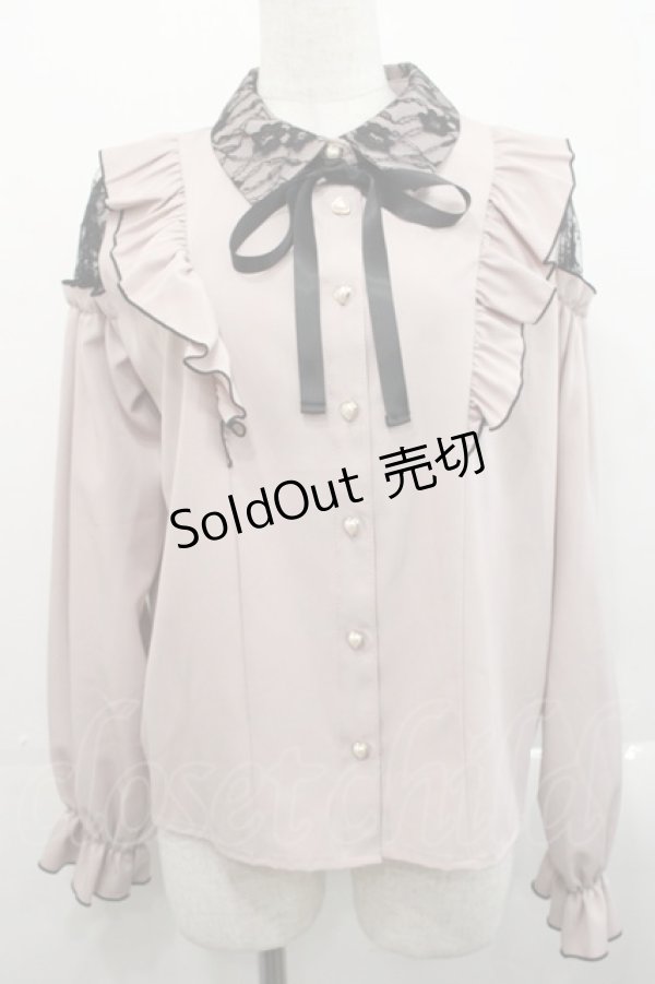 画像1: Lovely Tency / TT*リボンタイツキレースブラウス M 淡桃 I-25-11-12-006-LO-BL-SA-ZI (1)