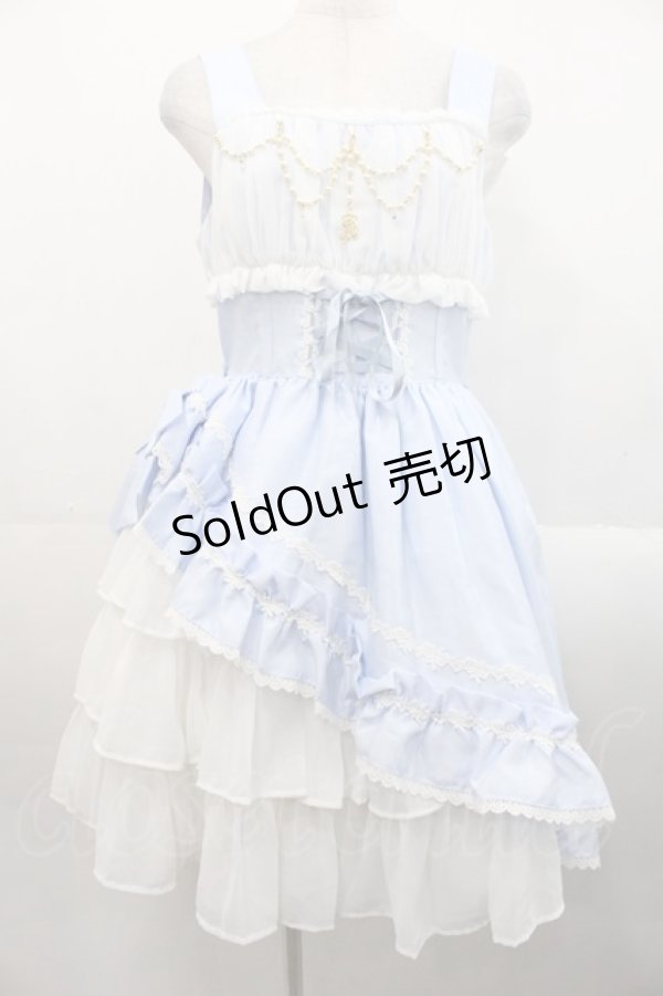 画像1: ALICE and the PIRATES / ギャザーシフォンジャンパースカート  サックスＸ白 I-25-11-12-033-PA-OP-SA-ZI (1)