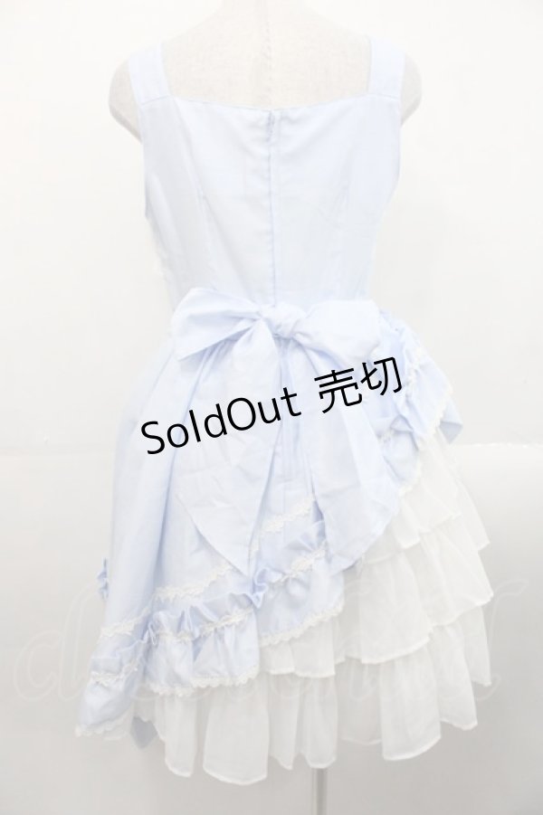 画像2: ALICE and the PIRATES / ギャザーシフォンジャンパースカート  サックスＸ白 I-25-11-12-033-PA-OP-SA-ZI (2)