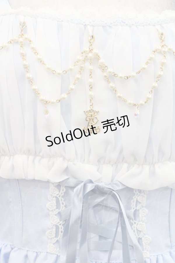 画像3: ALICE and the PIRATES / ギャザーシフォンジャンパースカート  サックスＸ白 I-25-11-12-033-PA-OP-SA-ZI (3)