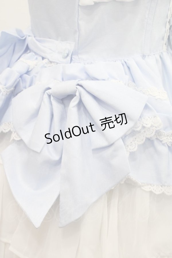 画像4: ALICE and the PIRATES / ギャザーシフォンジャンパースカート  サックスＸ白 I-25-11-12-033-PA-OP-SA-ZI (4)