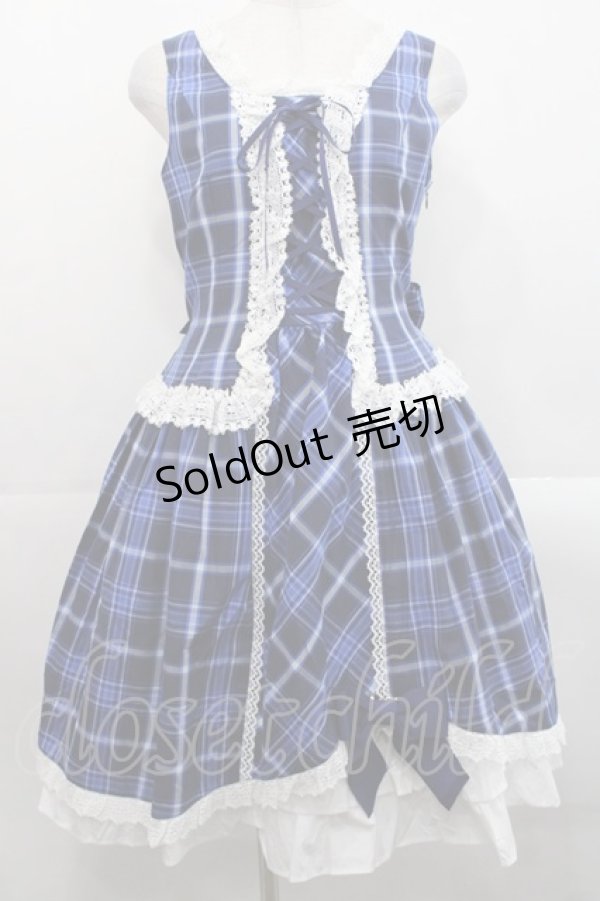 画像1: ALICE and the PIRATES / A/Pタータンチェック柄ジャンパースカート  青 I-25-11-12-034-PA-OP-SA-ZI (1)
