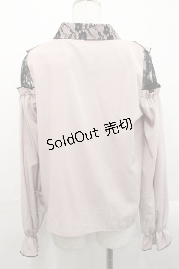 画像2: Lovely Tency / TT*リボンタイツキレースブラウス M 淡桃 I-25-11-12-006-LO-BL-SA-ZI (2)