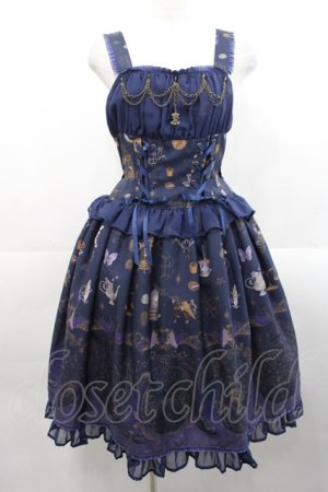 画像: ALICE and the PIRATES / 魔女と悪魔の西洋菓子店〜ソロモンの小さな鍵と秘密のレシピ〜柄ジャンパースカートI  ネイビー I-25-11-12-036-PA-OP-SA-ZI