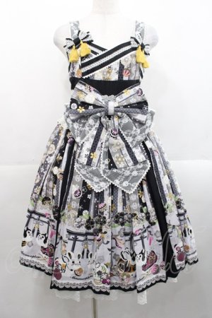 画像: metamorphose / いろどり花てまり タックジャンパースカート  黒 I-25-11-12-038-ME-OP-SA-ZI