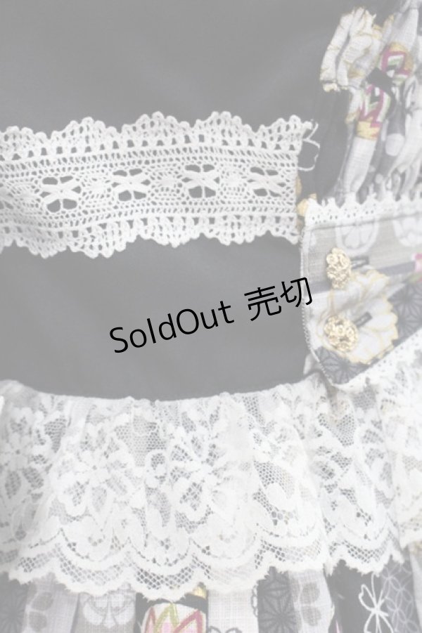 画像5: metamorphose / いろどり花てまり タックジャンパースカート  黒 I-25-11-12-038-ME-OP-SA-ZI (5)