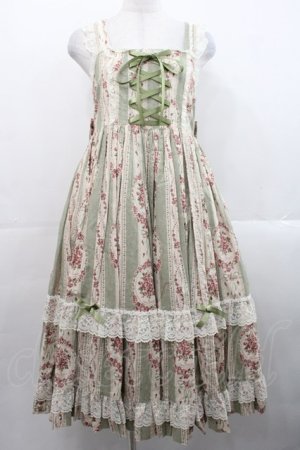 画像: metamorphose / アンティークブーケミディアムジャンパースカート 1 グリーン I-25-11-12-039-ME-OP-SA-ZI