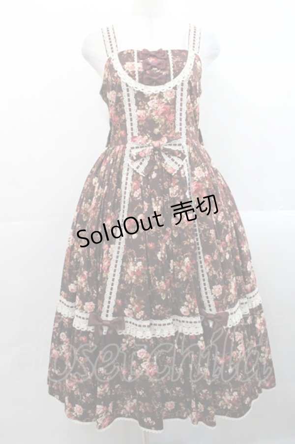 画像4: metamorphose / はしごレースリボンミディアムケープ付きジャンパースカート (花柄) 1 ブラウン I-25-11-12-040-ME-OP-SA-ZI (4)