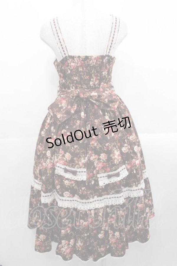 画像5: metamorphose / はしごレースリボンミディアムケープ付きジャンパースカート (花柄) 1 ブラウン I-25-11-12-040-ME-OP-SA-ZI (5)