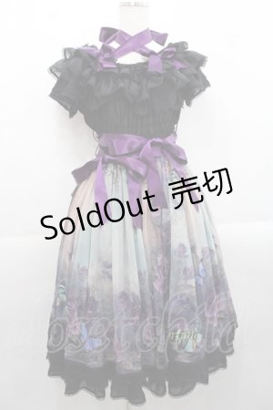 画像: Triple fortune / ゴーストローズシャーリングワンピース  黒Ｘ紫 I-25-11-12-057-EL-OP-SA-ZI