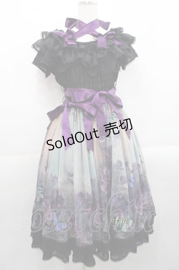 画像1: Triple fortune / ゴーストローズシャーリングワンピース  黒Ｘ紫 I-25-11-12-057-EL-OP-SA-ZI (1)