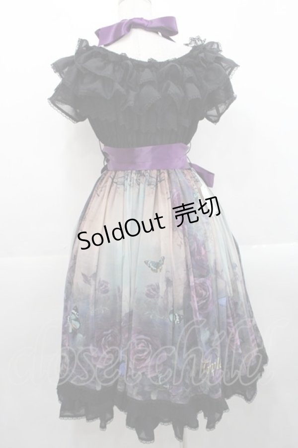 画像2: Triple fortune / ゴーストローズシャーリングワンピース  黒Ｘ紫 I-25-11-12-057-EL-OP-SA-ZI (2)