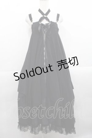 画像: MR corset / クロスモチーフZIPジャンパースカート  黒 I-25-11-12-058-PU-OP-SA-ZI