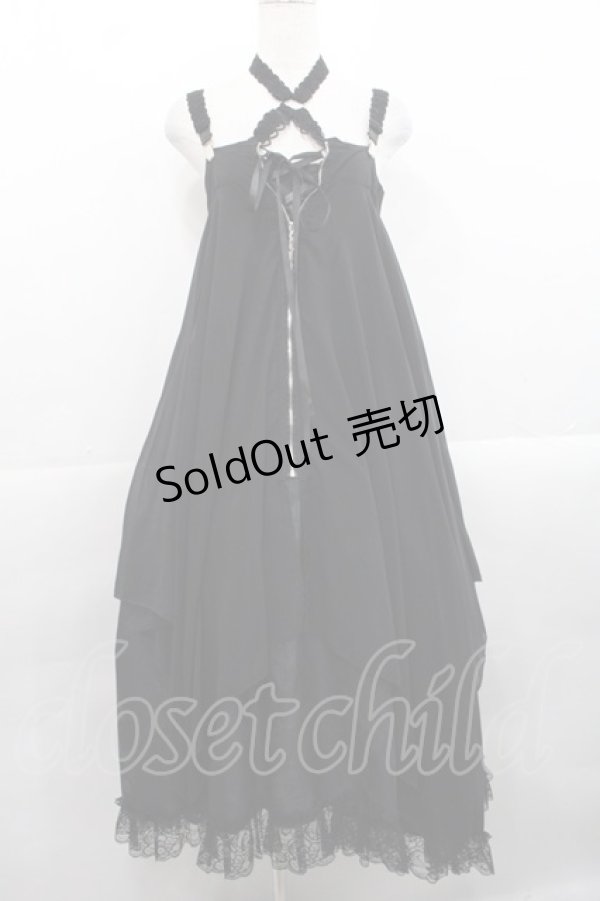 画像1: MR corset / クロスモチーフZIPジャンパースカート  黒 I-25-11-12-058-PU-OP-SA-ZI (1)