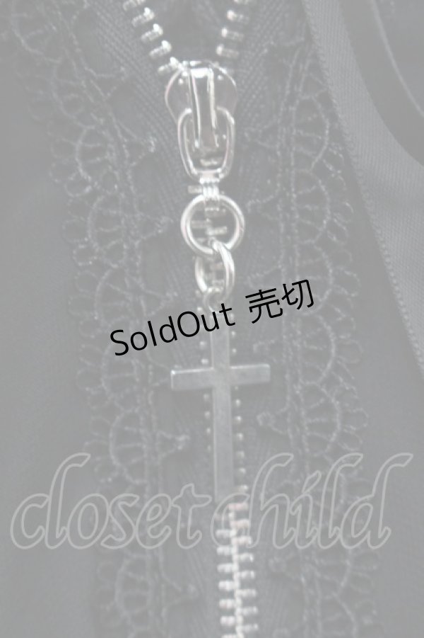 画像3: MR corset / クロスモチーフZIPジャンパースカート  黒 I-25-11-12-058-PU-OP-SA-ZI (3)