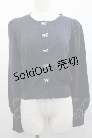 画像: Cherirulu Chocola / リボンボタンカーディガン L ネイビー I-25-11-12-008-LO-TO-SA-ZI