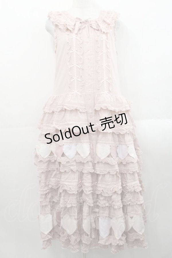 画像1: PINK HOUSE / ハートワッペンパッチワーク使いローンワンピース  ピンク I-25-11-12-063-LO-OP-SA-ZI (1)