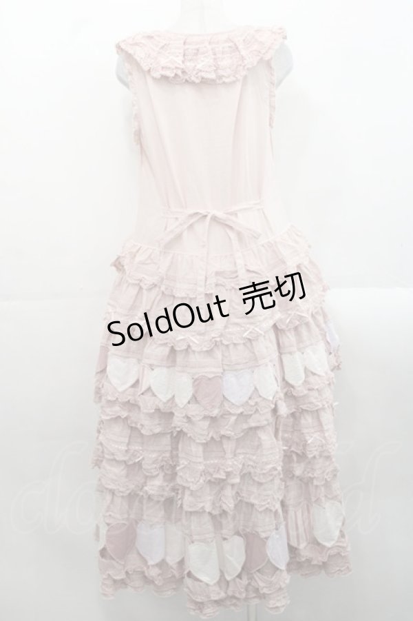 画像2: PINK HOUSE / ハートワッペンパッチワーク使いローンワンピース  ピンク I-25-11-12-063-LO-OP-SA-ZI (2)