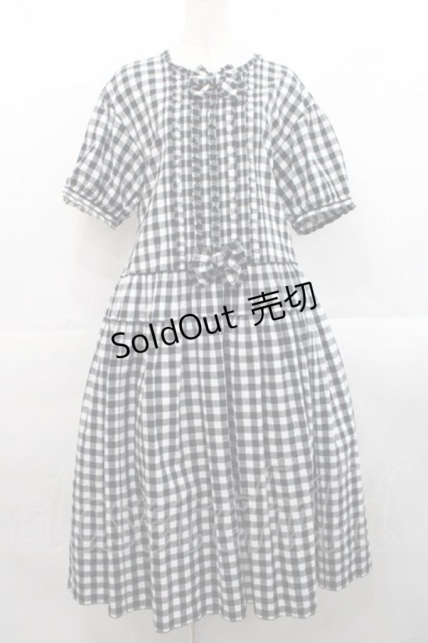 画像1: PINK HOUSE / チェックワッシャーワンピース  黒Ｘ白 I-25-11-12-065-LO-OP-SA-ZI (1)