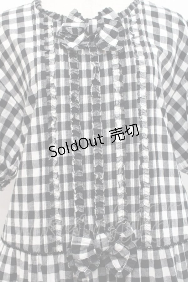 画像3: PINK HOUSE / チェックワッシャーワンピース  黒Ｘ白 I-25-11-12-065-LO-OP-SA-ZI (3)