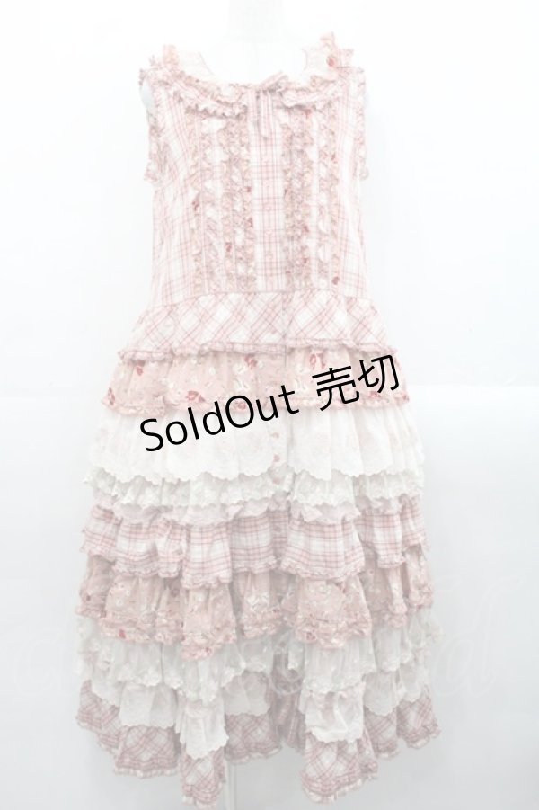 画像1: PINK HOUSE / ローズレース使いミックスパッチワークワンピース  苺ミルク系 I-25-11-12-070-LO-OP-SA-ZI (1)