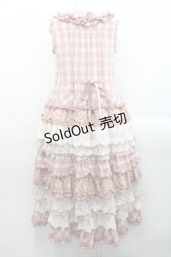 画像2: PINK HOUSE / ローズレース使いミックスパッチワークワンピース  苺ミルク系 I-25-11-12-070-LO-OP-SA-ZI (2)
