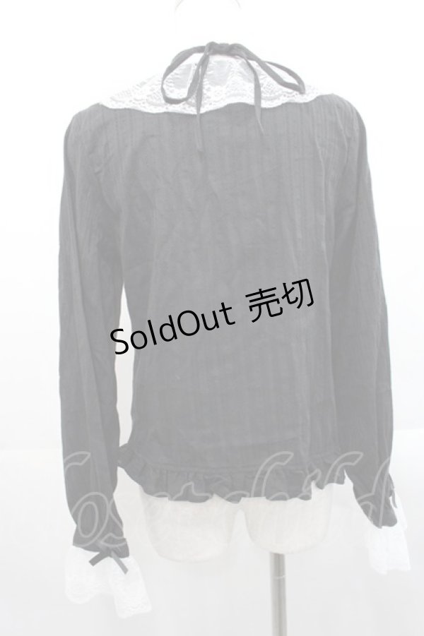 画像2: FCL / ホルターネックブラウス L 黒Ｘ白 I-25-11-12-009-LO-BL-SA-ZI (2)