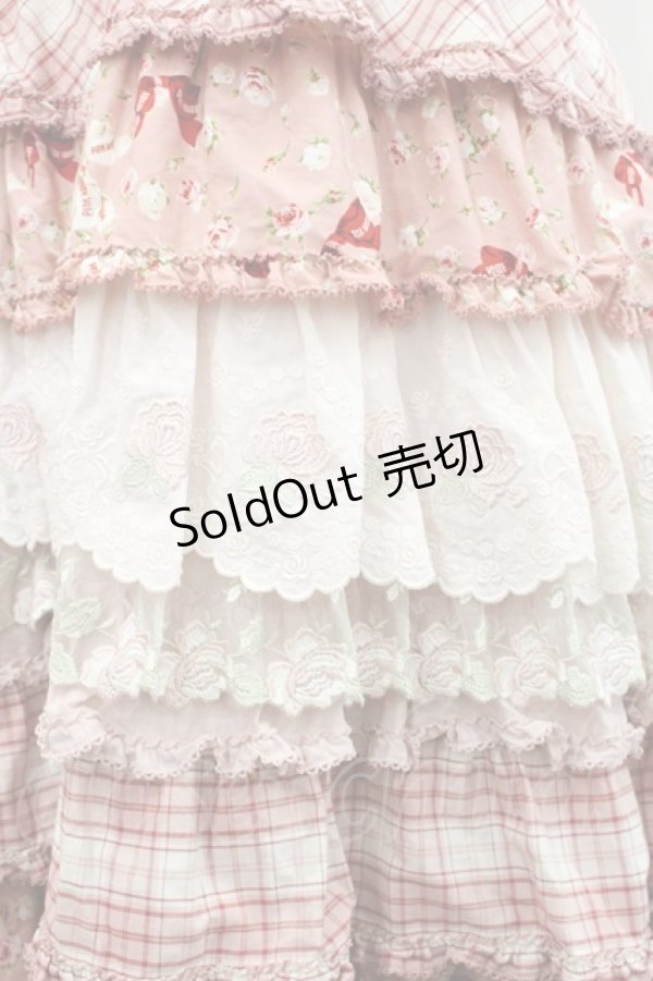 画像5: PINK HOUSE / ローズレース使いミックスパッチワークワンピース  苺ミルク系 I-25-11-12-070-LO-OP-SA-ZI (5)