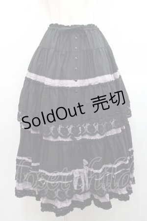 画像: PINK HOUSE / ローズレース使いスカート  黒Ｘパープル I-25-11-12-075-LO-SK-SA-ZI