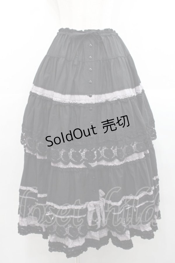 画像1: PINK HOUSE / ローズレース使いスカート  黒Ｘパープル I-25-11-12-075-LO-SK-SA-ZI (1)