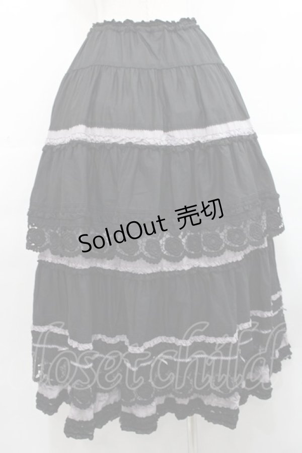 画像2: PINK HOUSE / ローズレース使いスカート  黒Ｘパープル I-25-11-12-075-LO-SK-SA-ZI (2)