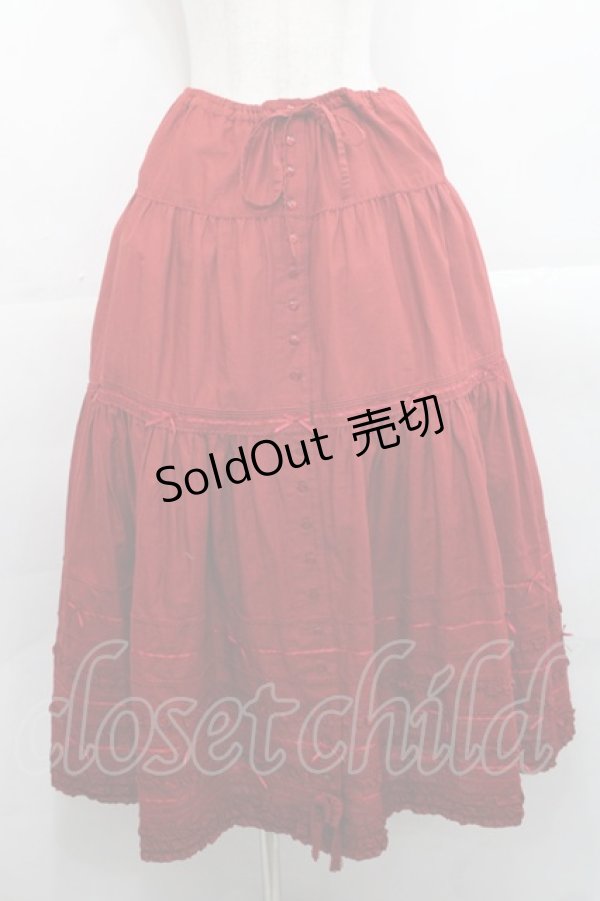 画像1: PINK HOUSE / サテンリボン使いローンスカート  赤 I-25-11-12-077-LO-SK-SA-ZI (1)