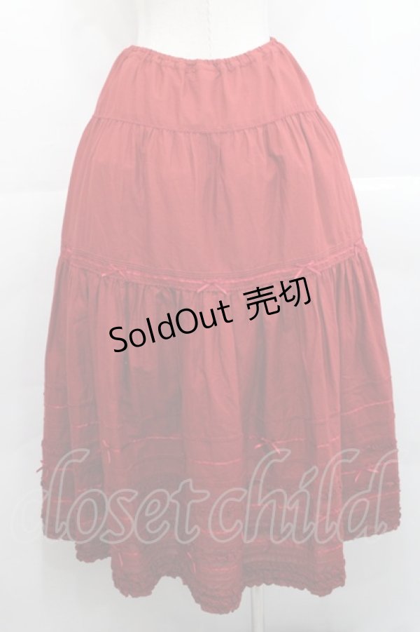 画像2: PINK HOUSE / サテンリボン使いローンスカート  赤 I-25-11-12-077-LO-SK-SA-ZI (2)