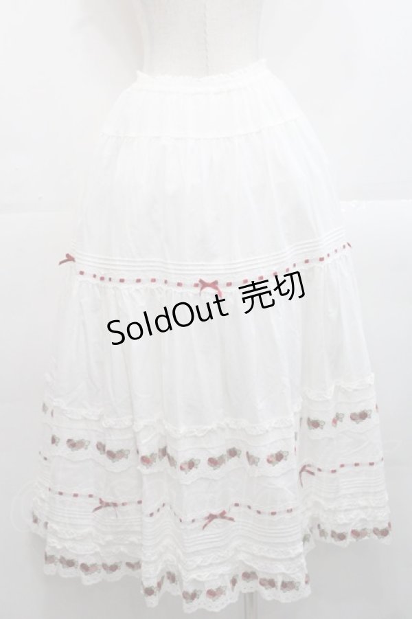 画像2: PINK HOUSE / いちごレース使いスカート  白Ｘ赤 I-25-11-12-079-LO-SK-SA-ZI (2)