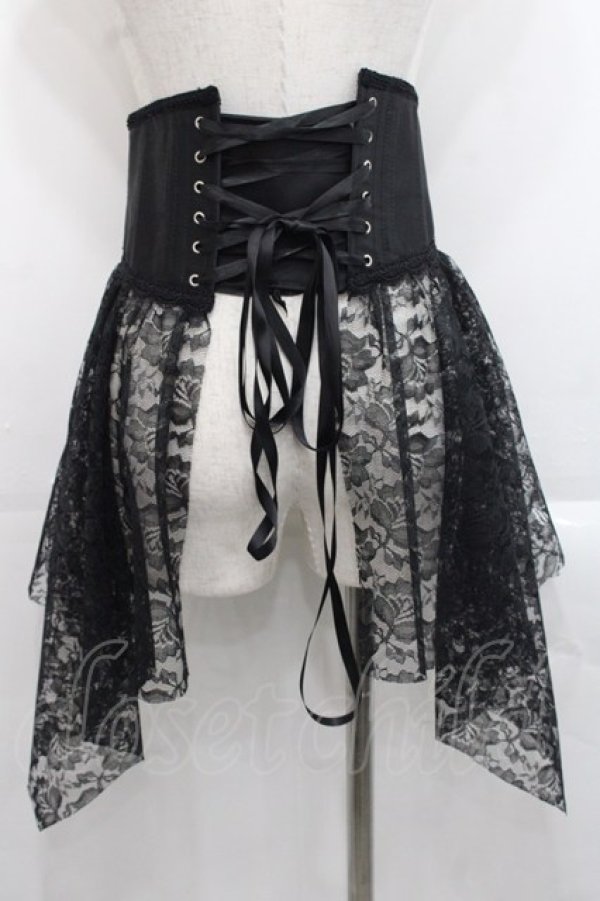 画像2: MR corset / チャイナボタンテール付ベリーショートコルセット  黒 I-25-11-12-083-PU-ZA-SA-ZI (2)