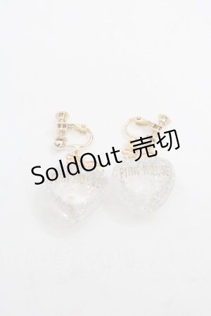 画像: PINK HOUSE / ハートラメモチーフイヤリング  クリア I-25-11-12-100-LO-AC-SA-ZI