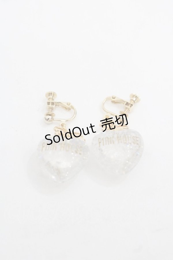 画像1: PINK HOUSE / ハートラメモチーフイヤリング  クリア I-25-11-12-100-LO-AC-SA-ZI (1)