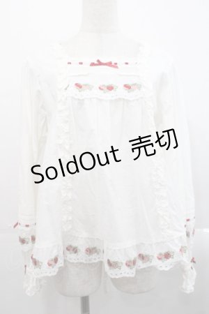 画像: PINK HOUSE / いちごレース使いブラウス  白Ｘ赤 I-25-11-12-012-LO-BL-SA-ZI