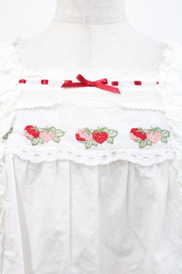 画像4: PINK HOUSE / いちごレース使いブラウス  白Ｘ赤 I-25-11-12-012-LO-BL-SA-ZI (4)