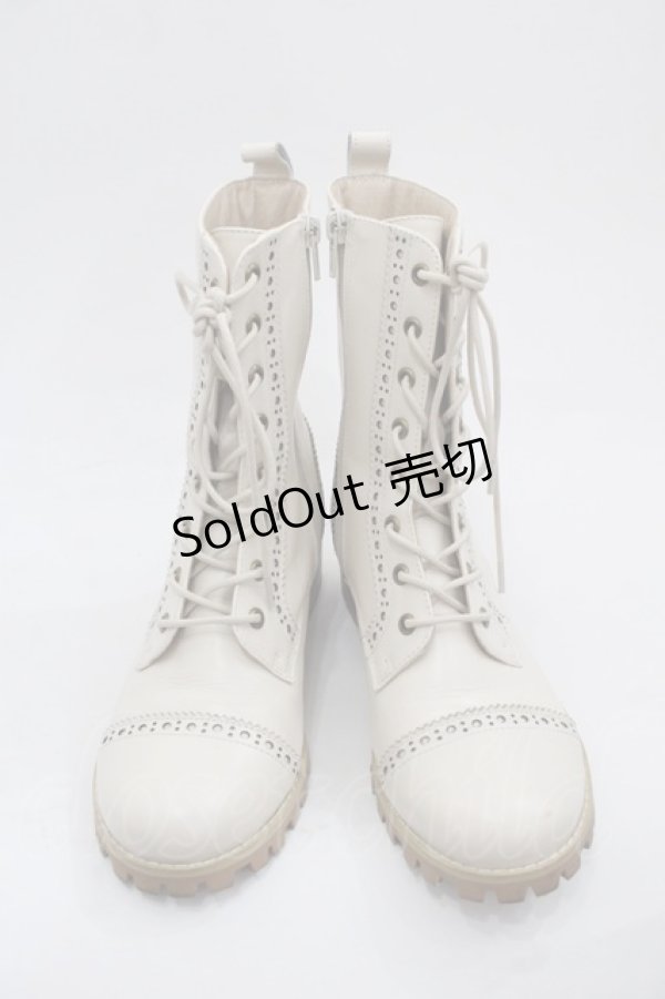 画像1: PINK HOUSE / レースアップレザーブーツ 2(S) アイボリー I-25-11-12-122-LO-SH-SA-ZI (1)