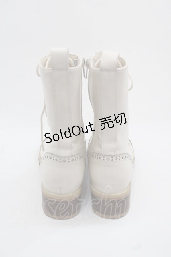 画像2: PINK HOUSE / レースアップレザーブーツ 2(S) アイボリー I-25-11-12-122-LO-SH-SA-ZI (2)
