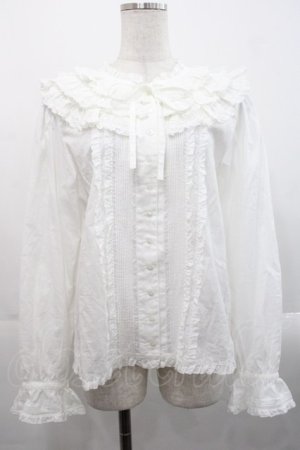 画像: PINK HOUSE / フリル襟付きローンブラウス  白 I-25-11-12-013-LO-BL-SA-ZI