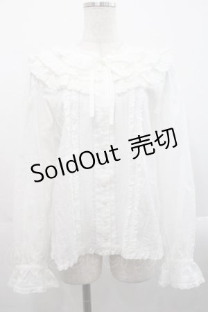 画像: PINK HOUSE / フリル襟付きローンブラウス  白 I-25-11-12-013-LO-BL-SA-ZI