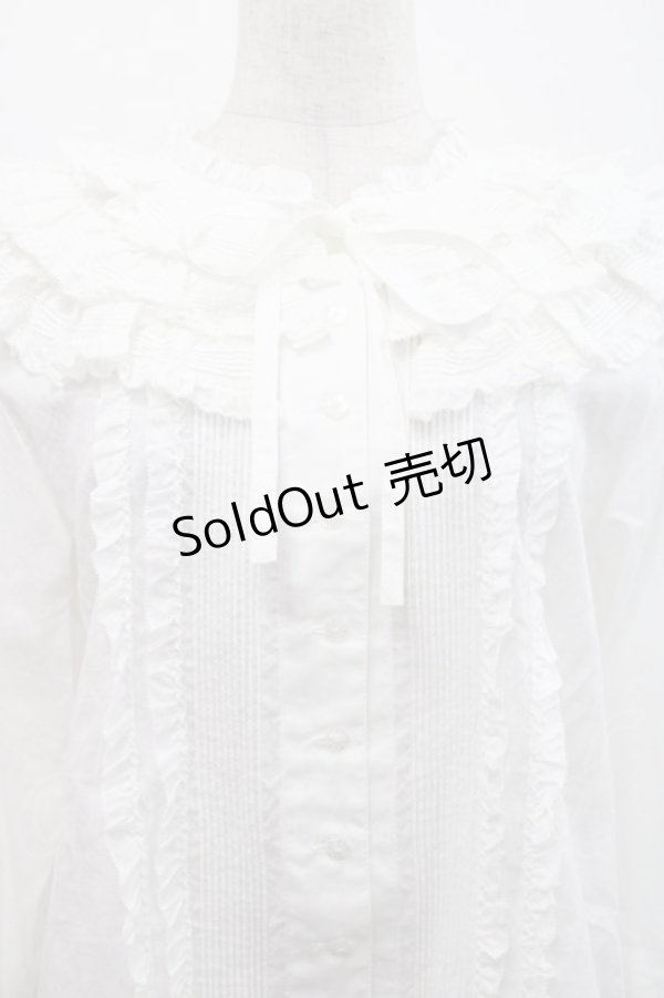 画像3: PINK HOUSE / フリル襟付きローンブラウス  白 I-25-11-12-013-LO-BL-SA-ZI (3)