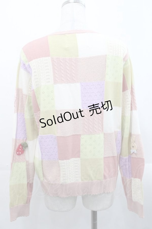 画像2: PINK HOUSE / スイーツスプリングバニーパッチワークニットカーディガン  ピンク I-25-11-12-014-LO-TO-SA-ZI (2)