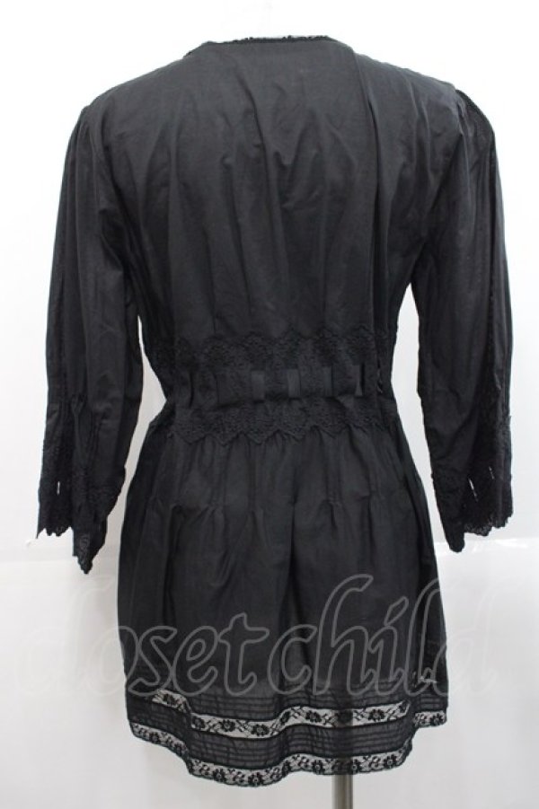 画像2: PINK HOUSE / ウエストはしごリボンカーディガン  黒 I-25-11-12-015-LO-TO-SA-ZI (2)