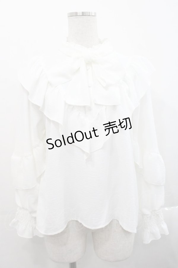 画像1: melume / makiコラボ梨地ブラウス L 淡白 I-25-11-12-004-LO-BL-SA-ZI (1)