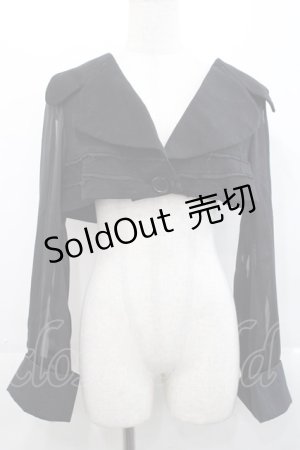 画像: alice auaa / ストライプシフォンショートジャケット 3 黒 I-25-11-12-025-AA-JA-SA-ZI