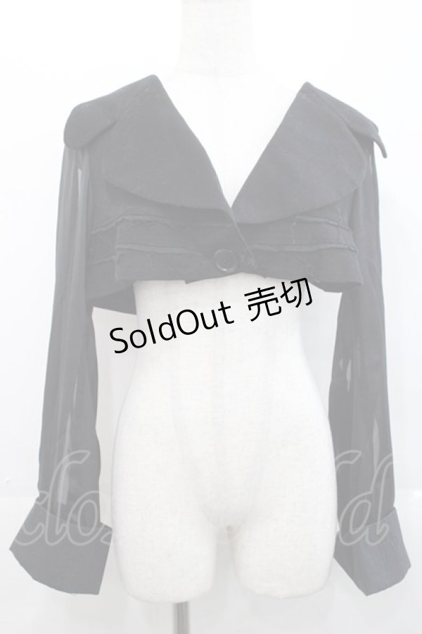 画像1: alice auaa / ストライプシフォンショートジャケット 3 黒 I-25-11-12-025-AA-JA-SA-ZI (1)