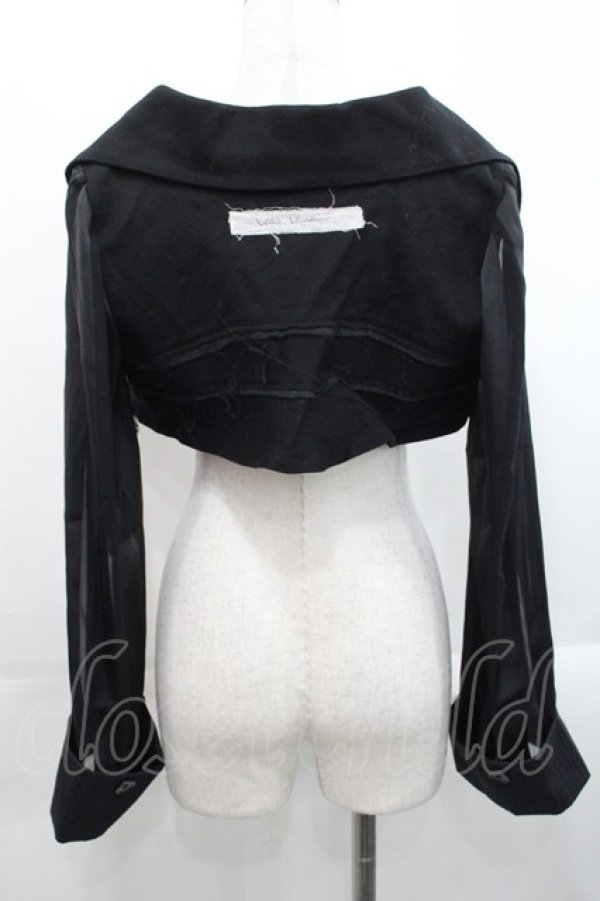 画像2: alice auaa / ストライプシフォンショートジャケット 3 黒 I-25-11-12-025-AA-JA-SA-ZI (2)